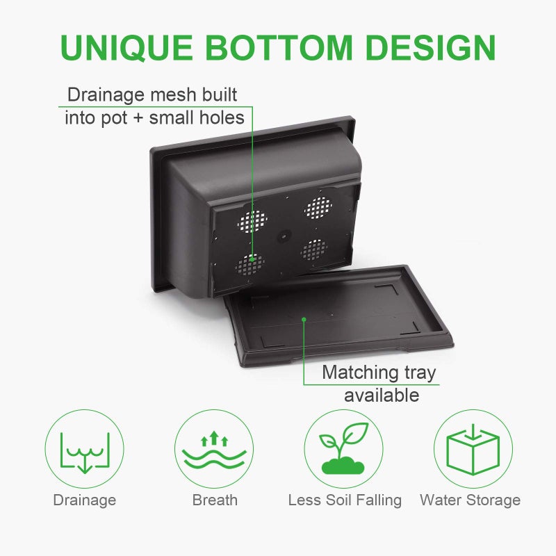 GROWNEER Bonsai Pots 3 Packs 11 Inch Bonsai Tree Training Pot with Humidity Drainage Trays & Repotting Mat Rectangle Planter Plants Starter Kit Growing for Garden Yard Office Indoor Outdoor - Image 3